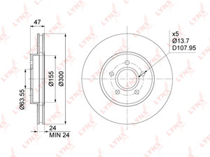 Изображение 3, BN1025 Диск тормозной FORD Mondeo (00-07) передний (1шт.) LYNX