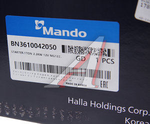 Изображение 5, BN3610042050 Стартер HYUNDAI Porter дв.D4BF (z=13) (2.2кВт) MANDO