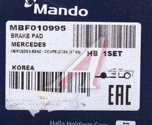 Изображение 5, MBF010995 Колодки тормозные MERCEDES E (W124, W210) передние (4шт.) MANDO