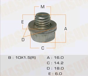 Изображение 5, 73 Пробка сливная TOYOTA MITSUBISHI SUZUKI картера масляного АКПП MASUMA