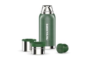 Изображение 2, NBA-1000G Термос 1л узкая горловина,  2 чашки зеленый BIOSTAL