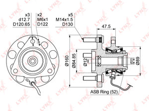 Изображение 9, WH1161 Ступица SSANGYONG Actyon (05-) передняя LYNX