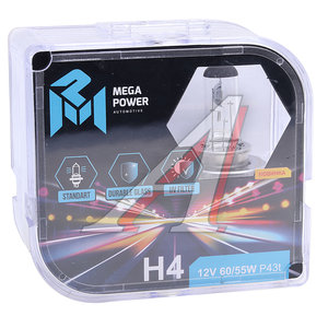 Изображение 3, 370-33-022 Лампа 12V H4 60/55W P43t бокс (2шт.) Standart MEGAPOWER