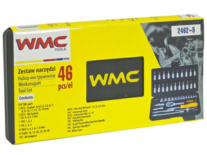Изображение 2, WMC-2462-5 Набор головок торцевых и бит-головок 1/4" 46 предметов WMC TOOLS