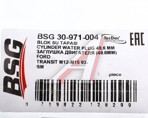 Изображение 3, BSG30971004 Заглушка FORD блока цилиндров BSG