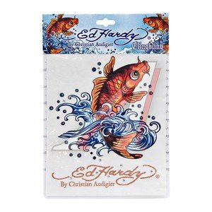 Изображение 2, EH-00427 Наклейка виниловая "GOLDEN FISH" 18х23см со стразами ED HARDY