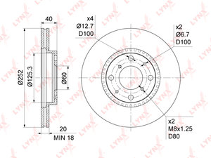 Изображение 1, BN1132 Диск тормозной SUZUKI Swift (05-11) передний (1шт.) LYNX