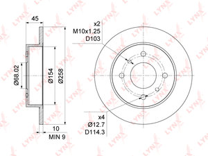 Изображение 3, BN1100 Диск тормозной NISSAN Almera (N16) задний (1шт.) LYNX