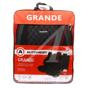 Изображение 5, GRN-1100 BK/BK Накидка на сиденье алькантара стеганая/эко-кожа черная (11 предметов) Grande AUTOPROFI