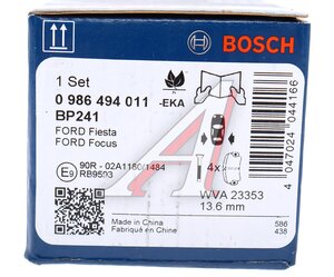 Изображение 6, 0986494011 Колодки тормозные FORD Focus (98-05) задние (4шт.) BOSCH