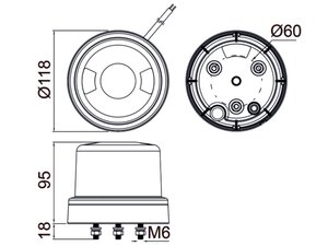 Изображение 7, 370-34-003 Маяк импульсный 12/24V светодиодный стационарный желтый MEGAPOWER