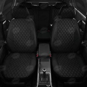 Изображение 3, GZ30-0104-EC01-R-blk Авточехлы ГАЗель Next (3 высоких) экокожа черные,  черная строчка ромб комплект AVTOLIDER