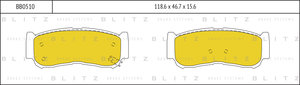 Изображение 1, BB0510 Колодки тормозные HYUNDAI Starex H-1 (94-) задние дисковые (4шт.) BLITZ