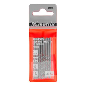 Изображение 1, 71525 Сверло по металлу 2.5х57мм HSS (10шт.) MATRIX