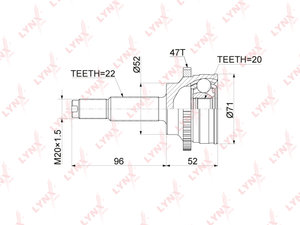 Изображение 2, CO-3921A ШРУС наружный CHEVROLET Spark (M300) комплект LYNX