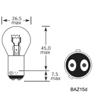 Изображение 2, 142998 Лампа 12V P21/4W BAZ15d 440/15лм Стандарт TESLAFT (Россия)