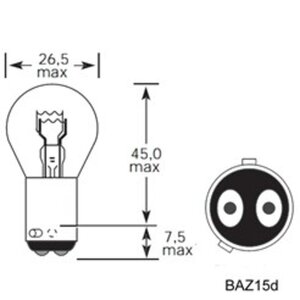 Изображение 2, 4631111142998 Лампа 12V P21/4W BAZ15d 440/15лм Стандарт TESLAFT (Россия)