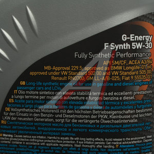 Изображение 2, 253140460 Масло моторное F SYNTH A3/B4 5W30 синт.1л G-ENERGY