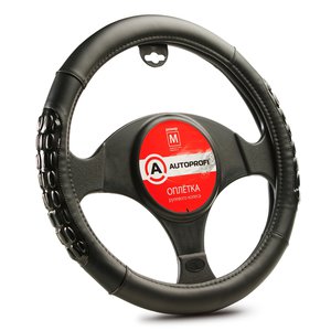 Изображение 1, AP-2060 BK/BK (M) Оплетка руля (M) 37-39см черная экокожа массажные вставки AUTOPROFI