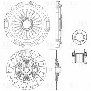 Изображение 3, FR811 Сцепление DAF CF, CF75 комплект (с выжимным подшипником) d=430 TRIALLI