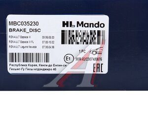 Изображение 5, MBC035230 Диск тормозной RENAULT Megane (03-09) передний (1шт.) MANDO