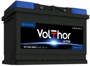 Изображение 1, 6СТ74(0) 57412 Аккумулятор VOLTHOR Ultra 74А/ч обратная полярность