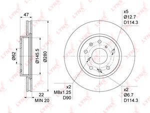 Изображение 1, BN1134 Диск тормозной SUZUKI SX4 (06-) передний (1шт.) LYNX