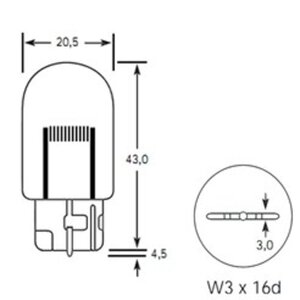 Изображение 2, 4631111142905 Лампа 12V W21W W3x16d 460лм Стандарт TESLAFT (Россия)