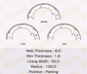 Изображение 2, MK-6909 Колодки тормозные MITSUBISHI Pajero, Montero (00-) задние барабанные (4шт.) MASUMA