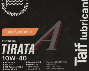 Изображение 2, 212019 Масло дизельное TIRATA PAO 10W40 E4/E7/CI-4 синт.20л TAIF