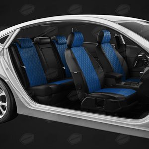 Изображение 5, DW05-0202-EC05-R-blu Авточехлы DAEWOO Nexia (08-) экокожа черно-синие ромб комплект AVTOLIDER
