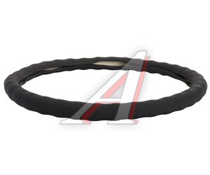 Изображение 3, S01102551 Оплетка руля (XXL) 45-47см черная натуральная кожа SKYWAY