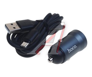 Изображение 1, Z62 sliver Устройство зарядное в прикуриватель 1USB 12V + кабель micro USB HOCO