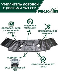 Изображение 1, 452-УЛ-ДВ Утеплитель радиатора УАЗ-452, 3303 большой (панель передка+двери) АККОМ