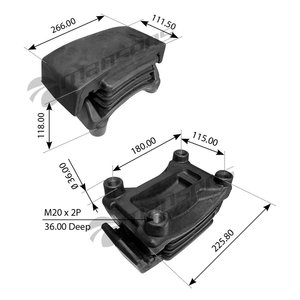 Изображение 1, 400.513 Подушка MAN TGA рессоры левая (263.9х147.2х124мм) MANSONS