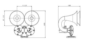 Изображение 3, 81JH24.100.02K Сигнал звуковой 24V воздушный 2-х рожковый изогнутый красный SEGER