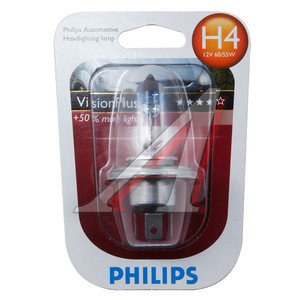 Изображение 2, 12342VPB1 Лампа 12V H4 60/55W P43t +60% блистер (1шт.) Visionplus PHILIPS