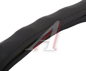 Изображение 4, S01102551 Оплетка руля (XXL) 45-47см черная натуральная кожа SKYWAY