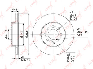 Изображение 1, BN1034 Диск тормозной HONDA Civic (01-) передний (1шт.) LYNX