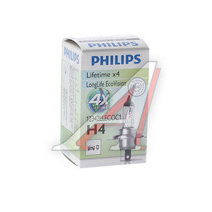 Изображение 3, 12342LLECOC1 Лампа 12V H4 60/55W P43t-38 Long Life Eco Vision PHILIPS