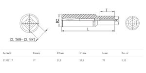 Изображение 2, S13S2117  Головка торцевая 1/2" 17мм глубокая THORVIK