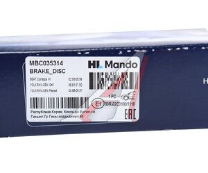 Изображение 6, MBC035314 Диск тормозной VW Golf 1, 2 передний (1шт.) MANDO