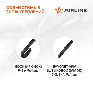 Изображение 2, AWB-BK-550-475K Щетка стеклоочистителя 500мм каркасная HYUNDAI HD65, 72, 78, Sonata правая AIRLINE