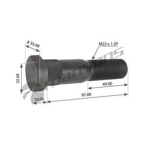Изображение 1, 800.069 Шпилька колеса RENAULT Midliner (M22х1.5х97) с шлицами MANSONS