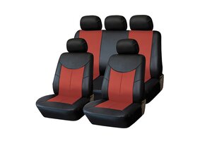 Изображение 1, KT 835628 Авточехлы универсальные экокожа черно-красные Style KRAFT