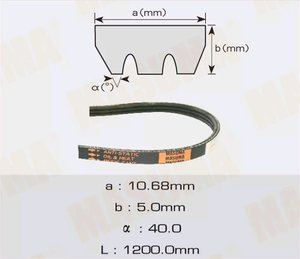 Изображение 2, 3PK1200 Ремень приводной поликлиновой 3PK1200 MASUMA