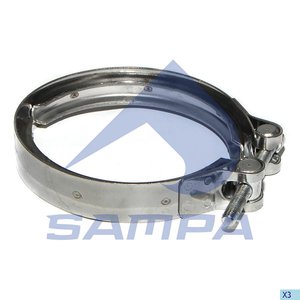 Изображение 2, 041.303 Хомут глушителя SCANIA 3, 4, P, R, T series (нерж) SAMPA
