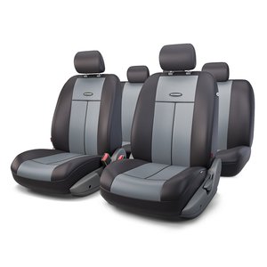 Изображение 1, TT-902P BK/D.GY Авточехлы универсальные полиэстер черно-серые (AIRBAG 9 предм.) AUTOPROFI