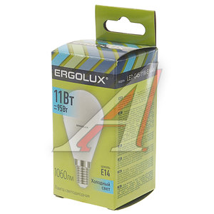 Изображение 2, LED-G45-11W-E14-4K Лампа светодиодная Е14 G45 11W (95W) 220V холодный ERGOLUX