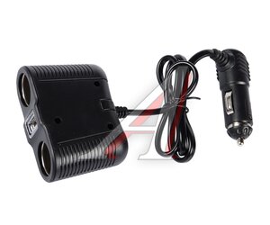 Изображение 1, NO.1645 Разветвитель прикуривателя 2-х гнездовой 12-24V 1USB OLESSON